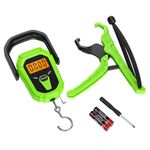 ORIA Digital Fish Scale with Ruler and Fish Gripper, Portable Hanging Scale Fishing Scale with Backlit LCD Display, Baggage Weighing Scale for Outdoor Fishing (Green)