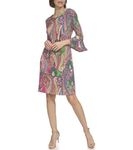 Tommy Hilfiger Women's Sleeve Dress, Taffy Pink Multi, 10