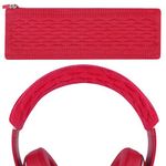 Geekria Thickening Warmers Sweater Headband Cover, Stretchable Knit Fabric Protector Sleeve, Compatible with B Studio3, Solo3, Solo2.0, Bose QC35II, QC25 Headphones (Red)