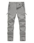 YSENTO Men's Hiking Pants Water Resistant Quick Dry Hiking Pants Water Resistant Casual Running Fishing Active Track Pants Light Grey Size 36