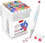 SAYEEC Washable Markers, 36 Colors Dual Tip Art Markers Set with Case, Fine Tip and Chisel Tip Water-Based Sketch Marker Pens for Artist Adults Kids Coloring Drawing Sketching Card Making Illustration