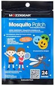 Mozzigear Mosquito Small Patch Sticker 24 Pack - Natural, Non-toxic and Deet Free ingredients - Indoor and Outdoor - Repellent of Mosquitoes, Sandflies, Midges, Ticks, and other Insects - Citronella essential oil - Up to 12 hours protection – Assorted fun designs - Ideal for newborns and babies.