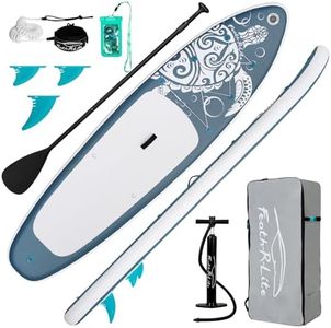 FEATH-R-LITE Inflatable Stand Up Paddle Board Ultra-Light Paddleboards - SUP Accessories Adjustable Paddle, Pump, Backpack, Leash, Fins for All Skill Levels (10'6'' Sea Turtle - Grey)