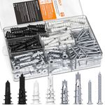 INCLY 200PCS #8 Drywall Anchors Kit Self Drilling, 100 Zinc Metal & Plastic Dry Wall Anchors and 100 Philips Screws Assortment for Drywall Sheetrock Hanging and Mounting with Case