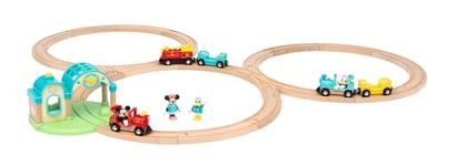 BRIO World 32292 Mickey Mouse Deluxe Set - Comprehensive Set Wooden Train Including Station with Recording Function - Recommended from 3 Years