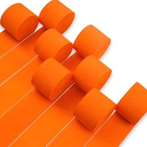 PartyWoo Crepe Paper Streamers 8 Rolls 656ft, Pack of Orange Crepe Paper Party Streamers, Crepe Paper for Birthday Decorations, Party Decorations, Wedding Decorations (1.8 Inch x 82 Ft/Roll)