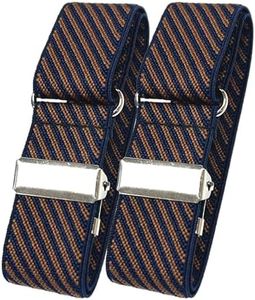 SUITUA Classic Sleeve Garters Arm Garters Sleeve Bands for Men Women, Adjustable Elastic Shirt Sleeve Holders for Tuxedo Wedding Gatsby, Multiple Colors (Navy Brown Repp Stripe, 1 inch)