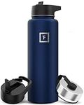 Insulated Water Bottle with Straw Lid - 40 Oz (3 Lids) - Cold 24hrs & Hot 12hrs Drinks - Vacuum Leakproof Double Walled Stainless Steel - Travel Sports Gym Camping & Hiking Hydration Flask