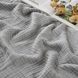 EMME Musselin Decke 127x177 cm – 4-Lagen Melange-Gewebe, Oeko-TEX 100, 100% Baumwolle, Weiche Sommerdecke & Kuscheldecke für Sofa und Bett,Melange Mittelgrau
