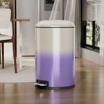 Small Step Trash Can with Lid Soft Close, Brushed Stainless Steel Garbage Bin with Foot Pedal, Elegant Round Trash Bin Metal Waste Basket for Home/Bathroom/Living Room, 10L/2.6Gal, Gradient Purple