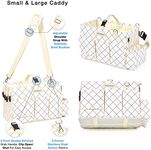 FifthStart Multiuse Cleaning Caddy with Waist & Shoulder Strap - Diaper Caddy - 9 Pockets & Easily Cleaned - Easy Clean Beach bag with Mesh Base & Adjustable Compartments (Blue Check, Large)