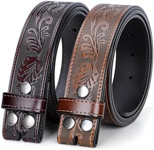 SANSTHS 2 Pack Western Belts for Men without Buckle, Cowboy Belt for Buckle Western Leather Belt Straps for Jeans, Coffee & Brown