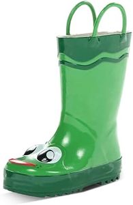 Western Chief Boys Waterproof Printed Rain Boot with Easy Pull On Handles, Fritz The Frog, 3 M US Little Kid
