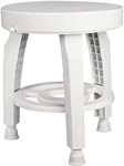 HealthSmart Swivel Shower Stool Seat with Storage Shelf, Rotating Shower Chair for Bathtub, Tool-Free Assembly, White