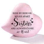 Titanape Sister Gifts from Sister, Sister Birthday Gifts for Women, Ceramic Heart Keepsake - Side By Side or Miles Apart, Sisters Are Always Close at Heart - Gifts for Sister Valentines Christmas