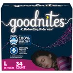 Huggies Goodnites Girls Bedwetting Night Time Underwear, Goodnites, L (68-95 lb.), 34 Ct