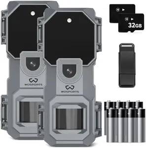 WOSPORTS Trail Camera 2 Pack 32MP 1080P HD,Deer Camera with 32GB SD Card,Game Cameras with Night Vision Motion Activated Waterproof ，Hunting Equipment for Wildlife Monitoring