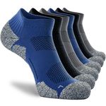 CWVLC Unisex Cushioned Compression Athletic Ankle Socks Multipack, 6-pairs Black Grey Blue, XL (13.5-15.5 W US/ 12-14 M US)