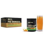Optimum Nutrition Pre Workout Green Apple 15 single serve + Optimum Nutrition Monohydrate Creatine Powder - 100 Gram, 26 Serves, Citrus Orange