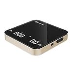 Rechargeable Mini Coffee Scale with Timer, Maestri House Espresso Scale, 2kg/0.1g Accurate Scale for Espresso and Pour-Over Coffee, Portable Digital Kitchen Scale with Automatic Timing（Black&Gold）