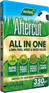Aftercut All in One Lawn Feed, Weed & Moss Killer – 350m² Bag