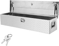 VEVOR Heavy Duty Aluminum Truck Bed Tool Box, Diamond Plate Tool Box with Side Handle and Lock Keys, Storage Tool Box Chest Box Organizer for Pickup, Truck Bed, RV, Trailer, 48"x15"x15", Silver