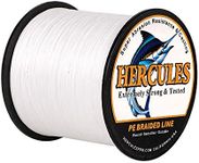 HERCULES Braided Fishing Line 2000m 2187yds 6lbs-100lbs Pe Superline 4 Strands (White 10lb/4.5kg 0.12mm)