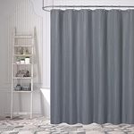 GlowSol Grey Shower Curtain Waffle Textured Fabric Bathroom Curtains Shower Waterproof Top Grommet Jacquard Thicken Fabric Shower Curtains, Mordern Curtain 72 x 72 inch