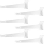 MUZIK 6PCS Slatwall Shelf Bracket, 12" White Metal Slat Wall Shelf Brackets, Heavy Duty Shelf Slatwall Accessories for Garage Slat Panels Shelving Display