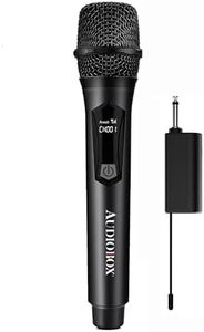 Audiobox Wireless Microphone, UHF Metal Dynamic Handheld Multipurpose Mic with Rechargeable Receiver (4hrs), 160ft Range, for Karaoke Machine, Amplifier Speaker, Mixer, Church, PA - Black