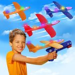 ideallife 3-pack LED Airplane Launcher Toy, Throwing Foam Glider Aeroplanes with 3 foam airplanes and Catapult Gun, Outdoor Sports Flying Toys 3-12 Years Old Boys Girls Birthday Gifts