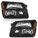 WEELMOTO Headlights Pair For 2002-2006 Chevy Avalanche 1500 2500(Fits Body Cladding Models Only), Headlight Assembly For 02 03 04 05 06 Chevy Avalanche 1500 2500 Headlamp Replacement Black Housing