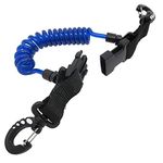 Scuba Choice Scuba Diving Shark Coil Lanyard with Snaps and Quick Release Buckles, Blue