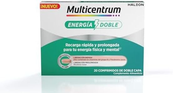 Multicentrum Energía Doble, Complemento Alimenticio con Biotina, Vitamina B, Rhodiola Rosea y Theobroma Cacao Para una Recarga Rápida y Prolongada de tu Energía, 20 Comprimidos de Doble Capa