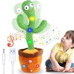 meesa Rechargeable Talking Cactus Baby Toys for Kids Dancing Cactus Toy Can Sing Wriggle & Singing Recording Repeat What You Say Funny Education Toy for Children Playing Home Decor