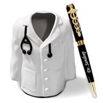 FOTO VALE GIFTS Acrylonitrile_Butadiene_Styrene Personalized Doctor Coat Pen Stand & Engraved With Your Name Permanently, Medico, Dr. Medical Students. Graduation Special Occasions., Stationary, White