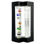 Lily's Home Desktop Weather Station, with Galileo Thermometer and Fitzroy Storm Glass Weather Predictor, 5 Multi-Colored Spheres, Matt Black