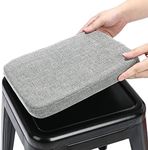 BUYUE Friendly Woven Fabric Magnetic Bar Stool Cushion 1 Piece, Enhanced Anti-Slip Breathable Small Chair Seat Pad for Café Bistro Stackable Metal Stool (Square, Light Grey, 1)