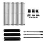 BBQ Future Grill Parts Replacement Kit for Chargriller 3001, 3008, 3030, 4000, 5050, 5252, King Griller 3008, 5252 Gas Grills, Porcelain Steel Heat Plate, Cooking Grid Grates and Burner Tube