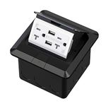 KYHSHJ Professional Pop-up Floor Power Outlet Box with USB 5V/4.8A Socket, 20 Amps Interference-Resistant Socket, Corrosion-Resistant Hardware, ETL Certified，Black