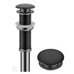 KRAUS Bathroom Sink Pop-Up Drain Assembly in Matte Black for Vessel Sinks and Sinks Without Overflow, with Extended Thread for Thicker Countertops, PU-L10MB