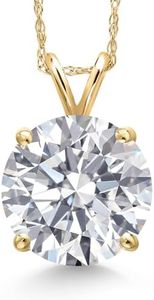 Gem Stone King 5.00 Ct IGI Certified Lab Grown Diamond Pendant Necklace For Women in 14K Yellow Gold | Round Cut | E-F Color | VS1-VS2 Clarity | With 18 Inch Chain