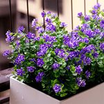 YXYQR Artificial Flowers Outdoor UV Resistant Fake Plastic Plants Outside Indoor Hanging Faux Greenery Shrubs Arrangement for Thanksgiving Vase Window Box Patio Home Decoration (Purple)