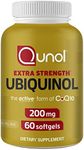 Qunol 200mg Ubiquinol, Powerful Antioxidant for Heart and Vascular Health, Essential for energy production, Natural Supplement Active Form of CoQ10, 60 Count