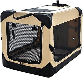 pettycare 20 Inch Collapsible Dog Crate for Small Dogs, 4-Door Foldable Soft Kennel with Chew Proof Mesh Windows, Indoor & Outdoor Travel Crate, Side Crate,Beige (USSFDCTB1XS)