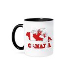 3dRose mug_58718_4 "Canadian flag in the outline map of Canada and the letters of Canada" Two Tone Black Mug, 11 oz, Multicolor