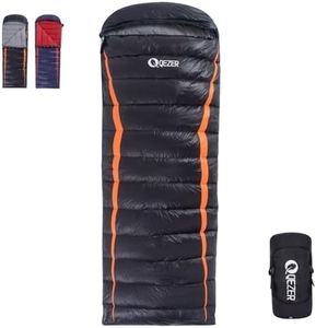 QEZER Sacco a pelo in piuma ultraleggero con piumino premium da 8°C a -3°C, per campeggio, escursioni e trekking, attività all'aperto 3~4 stagioni (Nero)