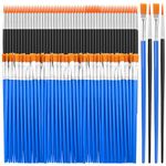 200 Pcs Small Paint Brushes Bulk, Anezus Kids Paint Brushes Detail Fine Brushes with Flat and Round Tip Acrylic Paint Brushes Set for Classroom Water Color Canvas Painting Touch Up