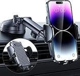 Rorhxia 3-in-1 Car Phone Holder [2024 Most Stable and Flexible Suction Cup] Vent Dashboard Windshield Cell Phone Holder Car Fit for iPhone 15 14 13 12 Pro Max Samsung S23 S22 S21 All Phone