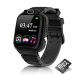 Kesasohe Kids Smart Watch, Smart Watch for Kids with HD Camera 16 Games Video Alarm Music MP3 Hand Touch, Smartwatch Toys for Girls & Boys 4-12Y Childrens Student Birthday Gifts,BLACK